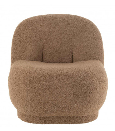 Pouf Dossier Velours Teddy Marron