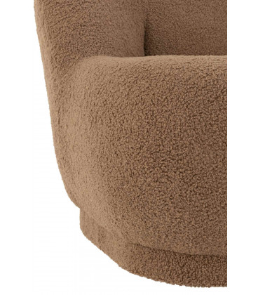 Pouf Dossier Velours Teddy Marron