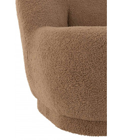 Pouf Dossier Velours Teddy Marron