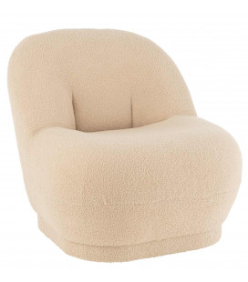 Pouf Dossier Velours Teddy Beige