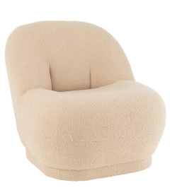 Pouf Dossier Velours Teddy Beige