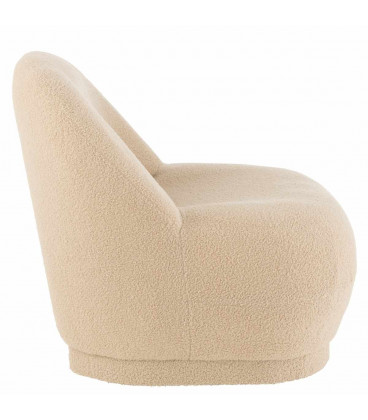 Pouf Dossier Velours Teddy Beige