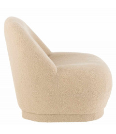 Pouf Dossier Velours Teddy Beige