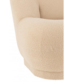 Pouf Dossier Velours Teddy Beige