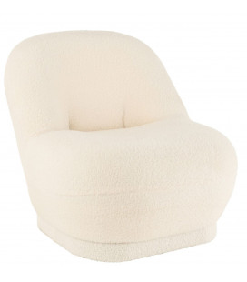 Pouf Dossier Velours Teddy Blanc