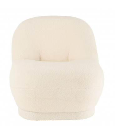 Pouf Dossier Velours Teddy Blanc