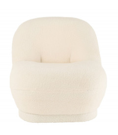 Pouf Dossier Velours Teddy Blanc