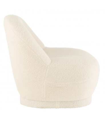 Pouf Dossier Velours Teddy Blanc