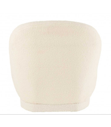 Pouf Dossier Velours Teddy Blanc