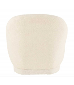 Pouf Dossier Velours Teddy Blanc