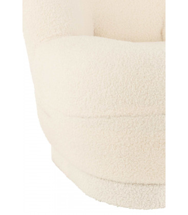 Pouf Dossier Velours Teddy Blanc