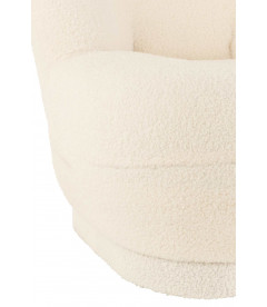 Pouf Dossier Velours Teddy Blanc