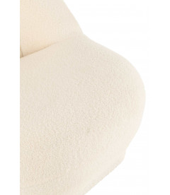 Pouf Dossier Velours Teddy Blanc