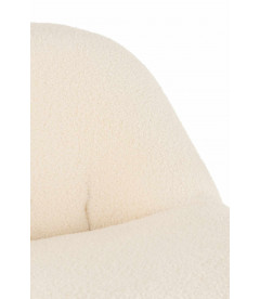 Pouf Dossier Velours Teddy Blanc