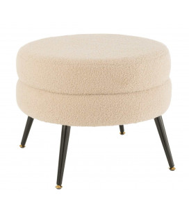 Pouf Rond pieds métal Teddy Beige