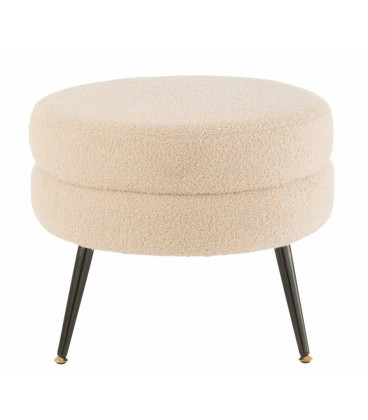 Pouf Rond pieds métal Teddy Beige