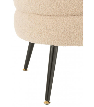 Pouf Rond pieds métal Teddy Beige