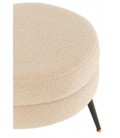 Pouf Rond pieds métal Teddy Beige