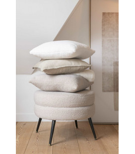 Pouf Rond pieds métal Teddy Beige 2