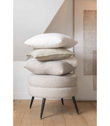 Pouf Rond pieds métal Teddy Beige