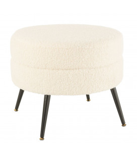 Pouf Rond pieds métal Teddy Blanc