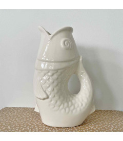 Vase Pichet Poisson GM Blanc Cassé