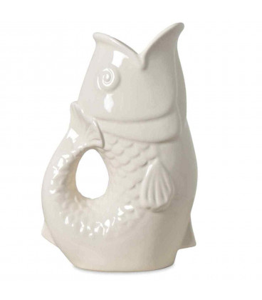 Vase Pichet Poisson GM Blanc Cassé