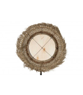 Miroir Mael Rond Herbes Naturel 110cm