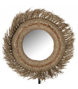 Miroir Mael Rond Herbes Naturel 110cm