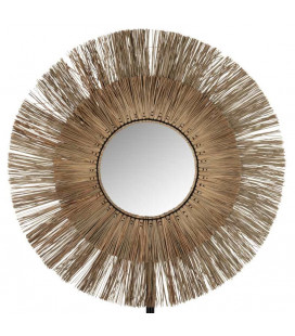 Miroir Mendi Rond Herbes Naturel 110cm