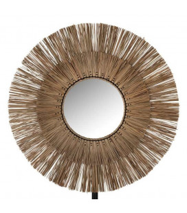 Miroir Mendi Rond Herbes Naturel 90cm