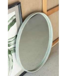 Miroir Rond Cuir Vert Large 40cm