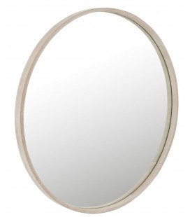 Miroir Rond Cuir Beige Large 60cm