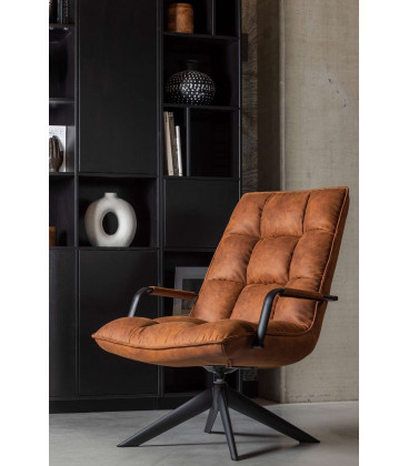 Fauteuil Pivotant Jouke Cuir Artificiel Cognac