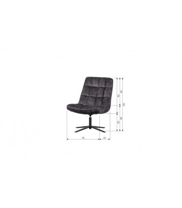 Fauteuil Pivotant Job Velours Gris