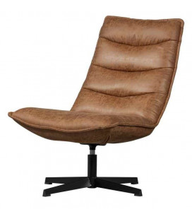 Fauteuil Nika Pivotant aspect cuir cognac