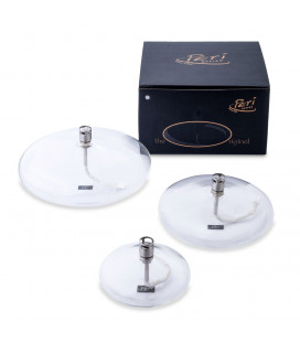 Bougie Galet GM, D 18cm, H 10cm, Verre, Acier Chrome, Meche Fibre De Verre 2