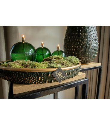 Bougie Eternelle Ronde Verte Chromée 9cm S