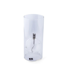 Photophore PM, D 8cm, H 22cm, Verre, Acier Chrome, Meche Fibre De Verre Photophore PM, D 8cm, H 22cm, Verre, Acier Chrome, Meche Fibre De Verre