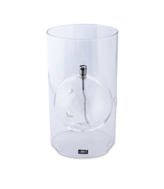 Photophore MM, D 15m, H 26cm, Verre, Acier Chrome, Meche Fibre De Verre Photophore MM, D 15m, H 26cm, Verre, Acier Chrome, Meche Fibre De Verre