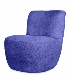 Fauteuil Eve tissu bouclette bleu