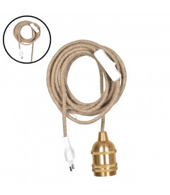 Rallonge Suspension Métal Laiton Doré et Câble en Corde Rallonge Suspension Métal Laiton Doré et Câble en Corde