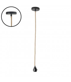 Câble pour Suspension en corde et métal Noir douille H.110cm