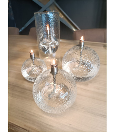 Lampe à huile Martelée Laitonnée 13cm L