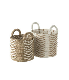 Set 2 Paniers Chevron Raffia Set 2 Paniers Chevron Raffia