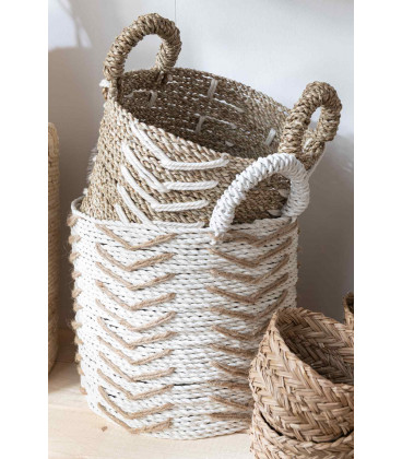 Set 2 Paniers Chevron Raffia
