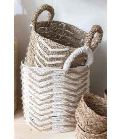 Set 2 Paniers Chevron Raffia Set 2 Paniers Chevron Raffia