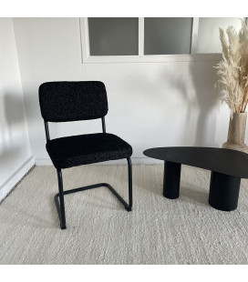 Chaise Capsule pied noir tissu bouclette noir 2