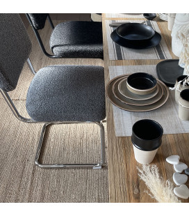 Chaise Capsule pied chromé tissu bouclette gris 2