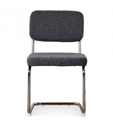 Chaise Capsule pied chromé tissu bouclette gris